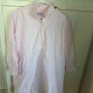 The sleep shirt long sleep shirt in pink and white oxford